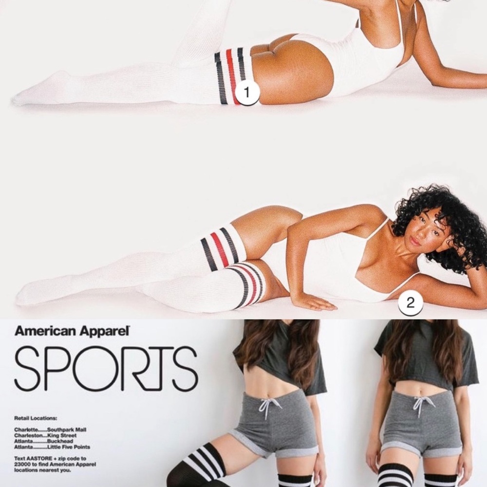 American Apparel thigh high striped tube socks